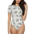 thumbnail image 1 of Naloa Hand Drawn Squirrel Women's Short-Sleeved Onesie, One-Piece Swimsuit for Parties, dates, clubs - Small, 1 of 9