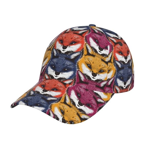 Wukai Fox Face Baseball Cap: Comfortable, Stylish, and Adjustable Hat for Sports, Daily Wear, and Outdoor Activities-One Size