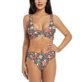 thumbnail image 1 of Wukai Foxes Women's Bikini Set Two Piece,wimsuit High Waisted V Neck Twist Front Adjustable Spaghetti Straps Bathing Suit-X-Large, 1 of 7