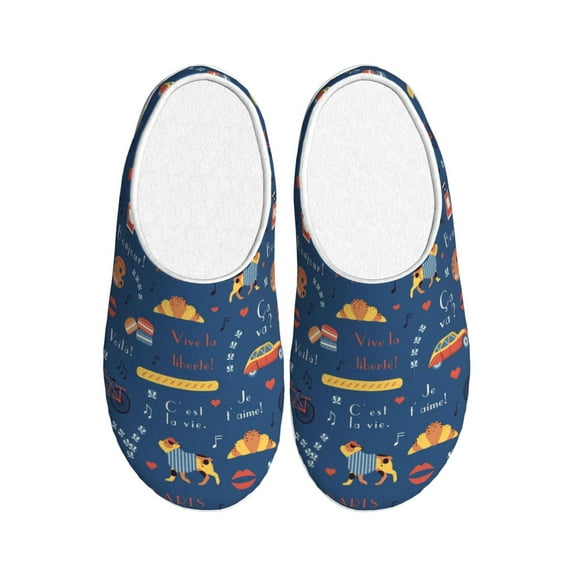 Wukai French Bulldog Dog In Beret Print Women's Indoor Bedroom Slipper Slip On Shoes, Unisex House Shoes with Anti-Skid Sole for Men, Gift for Women Men-11