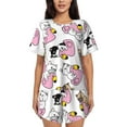thumbnail image 1 of Wukai French Bulldog Duck Women's Pajama Set,Short-Sleeve Top and Shorts with Elastic Waistband and Pockets for Loungewear, Yoga, and Casual Wear-XX-Large, 1 of 6