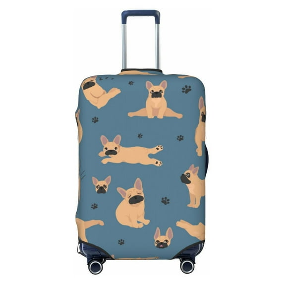 Wukai French Bulldog Yoga Elastic Luggage Cover: Personalized Protection for Your Suitcase - Fits 19~29-inch, Washable & Durable Travel Companion-X-Large