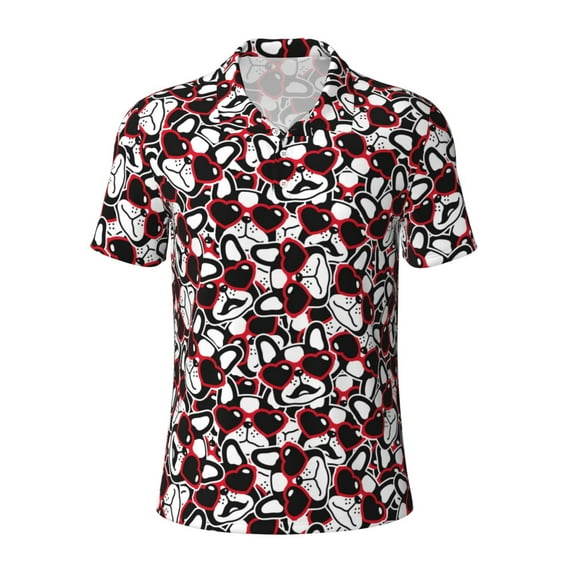 Wukai French Bulldog1 Men’s Polo Shirts,Quick-Dry Athletic Shirt,Classic Fit Shirts-XX-Large
