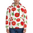 thumbnail image 1 of Wukai Fresh Red Tomato Print Men Hoodies Fleece Sweatshirts Long Sleeve Sweaters Pullover Fall Outfits Winter Clothes-Small, 1 of 7