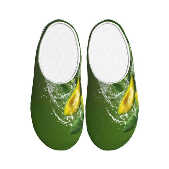 Wukai Friut Avocado Print Women's Indoor Bedroom Slipper Slip On Shoes, Unisex House Shoes with Anti-Skid Sole for Men, Gift for Women Men-8