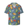 thumbnail image 1 of Wukai Fruit Ice Cream Men's Casual Short-Sleeve Button Down Shirt - Lightweight Summer Dress Shirt for Daily Wear-Large, 1 of 7