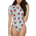 thumbnail image 1 of Naloa Hand Drawn Strawberry Women's Short-Sleeved Onesie, One-Piece Swimsuit for Parties, dates, clubs - X-Large, 1 of 9