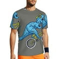 thumbnail image 1 of Wukai Fun Riding Dinosaur Print Men's Short-Sleeved Mesh T-Shirt,Quick-Dry Short Sleeve Workout T-Shirt-X-Small, 1 of 8
