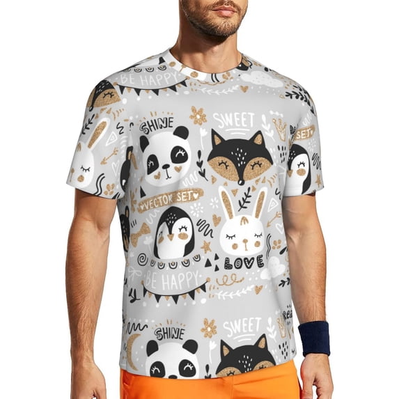 Wukai Funny Animals Series Print Men's Short-Sleeved Mesh T-Shirt,Quick-Dry Short Sleeve Workout T-Shirt-5X-Large