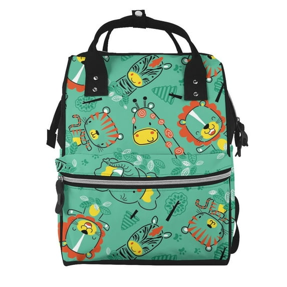 Wukai Funny Animals in Jungle Mummy Backpac, Diaper Bag Purse Breast Pump Bag Purse Diaper Bag for swim,gym,workout,large capacity backpack