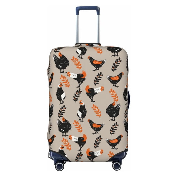 Wukai Funny Chicken Elastic Luggage Cover: Personalized Protection for Your Suitcase - Fits 19~29-inch, Washable & Durable Travel Companion-Large