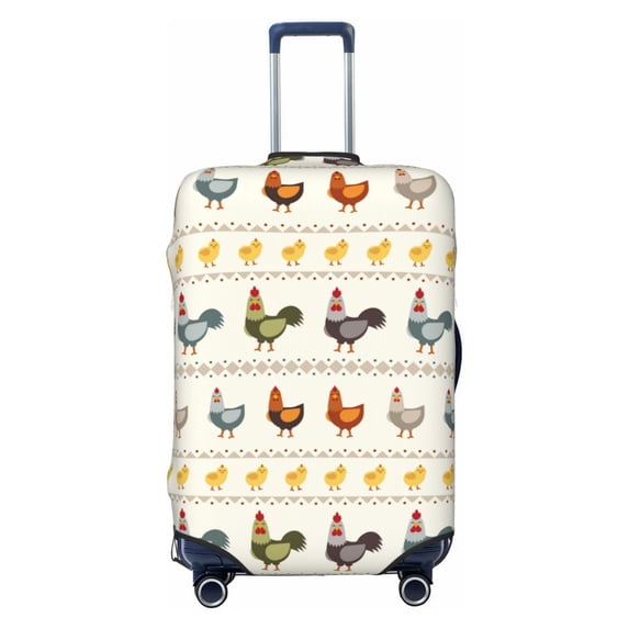 Wukai Funny Chicken Elastic Luggage Cover: Personalized Protection for Your Suitcase - Fits 19~29-inch, Washable & Durable Travel Companion-Medium