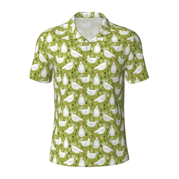 Wukai Funny Chicken Men’s Polo Shirts,Quick-Dry Athletic Shirt,Classic Fit Shirts-Medium