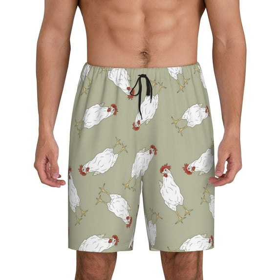 Wukai Funny Chicken Men’s Short Pajama Pants With Pockets Soft Sleep Pj Shorts for Men-Medium