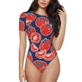 thumbnail image 1 of Naloa Hand Drawn Tomatoes Women's Short-Sleeved Onesie, One-Piece Swimsuit for Parties, dates, clubs - Medium, 1 of 9