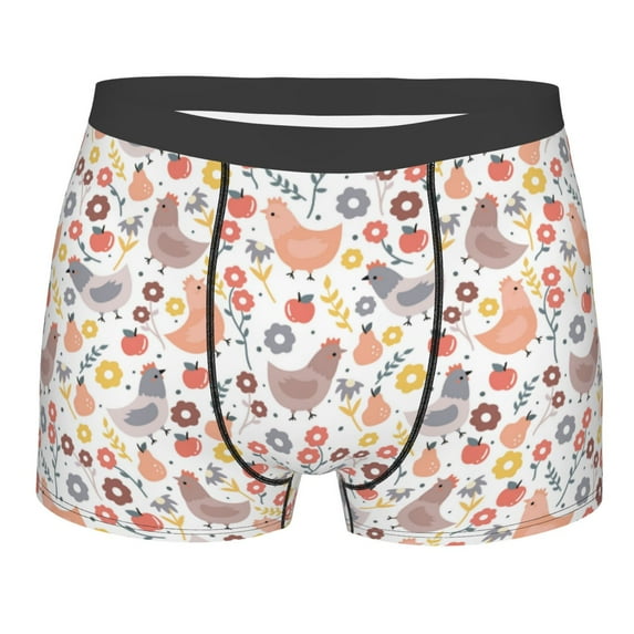 Wukai Funny Chicken Print Men’s Underwear Breathable Boxer Briefs, Moisture Wicking & Breathable-X-Large