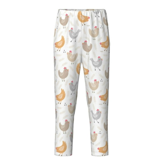 Wukai Funny Chicken Print Teenagers' Pajama Pant Sleep Pajama Lounge Pant PJ Bottoms with Pockets and Button Fly(Available in Big & Tall)-Medium