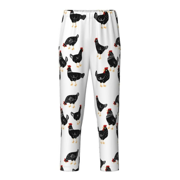 Wukai Funny Chicken Print Teenagers' Pajama Pant Sleep Pajama Lounge Pant PJ Bottoms with Pockets and Button Fly(Available in Big & Tall)-Medium