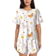 thumbnail image 1 of Wukai Funny Chicken Women's Pajama Set,Short-Sleeve Top and Shorts with Elastic Waistband and Pockets for Loungewear, Yoga, and Casual Wear-3X-Large, 1 of 8