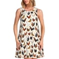 thumbnail image 1 of Wukai Funny Chicken Print Women's Sleeveless Dress, Loose Fit Casual Dress for Women, Comfortable Sleeveless Summer Dress, 1 of 7
