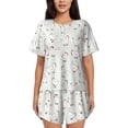 thumbnail image 1 of "Wukai Funny Chicken Women's Pajama Set - Short-Sleeve Top and Shorts with Elastic Waistband and Pockets for Loungewear, Yoga, and Casual Wear-X-Large, 1 of 8