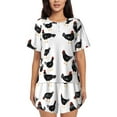 thumbnail image 1 of "Wukai Funny Chicken Women's Pajama Set - Short-Sleeve Top and Shorts with Elastic Waistband and Pockets for Loungewear, Yoga, and Casual Wear-Small, 1 of 8