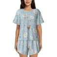 thumbnail image 1 of Wukai Funny Chicken Women's Pajama Set,Short-Sleeve Top and Shorts with Elastic Waistband and Pockets for Loungewear, Yoga, and Casual Wear-, 1 of 8