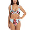 thumbnail image 1 of Wukai Funny Christmas Gnome Women's Bikini Set Two Piece,wimsuit High Waisted V Neck Twist Front Adjustable Spaghetti Straps Bathing Suit-, 1 of 7