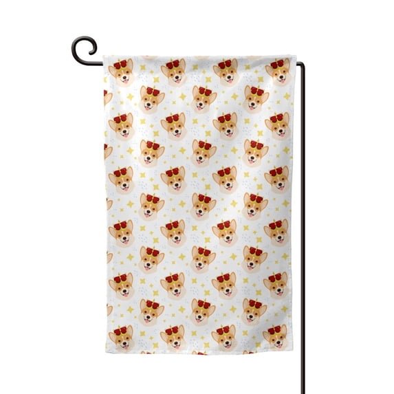 Wukai Funny Corgi Print Garden Flag 12.5x18 Inch Double Sided Sun-resistant Rain-resistant, Wrinkle-resistant Colorfast(Only Flag)