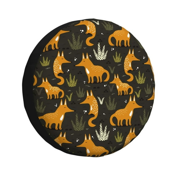 Wukai Funny Fox by the Field Print Spare Tire Cover for RV Trailer,Waterproof PVC Faux Leather Wheel Cover Fit for Truck,Trailer,RV,SUV,Camper and Most Vehicle-16 inch