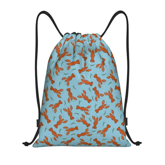Wukai Funny Lobsters Drawstring Backpack Bag Sport Gym Sackpack Large Size String Backpack Cinch for Women Men-Small