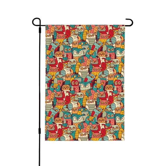 Wukai Funny Owl Bird Garden Flags Double Sided Welcome Garden Yard House Flags Outside Outdoor House (Only Flag)
