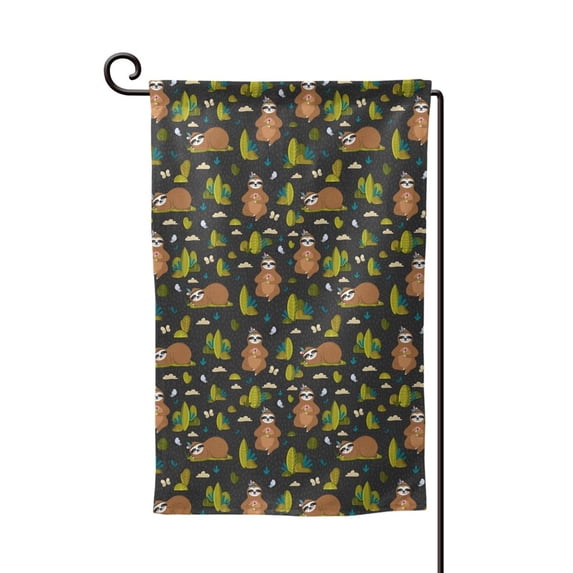 Wukai Funny Sloths In The Forest Print Garden Flag 12.5x18 Inch Double Sided Sun-resistant Rain-resistant, Wrinkle-resistant Colorfast(Only Flag)