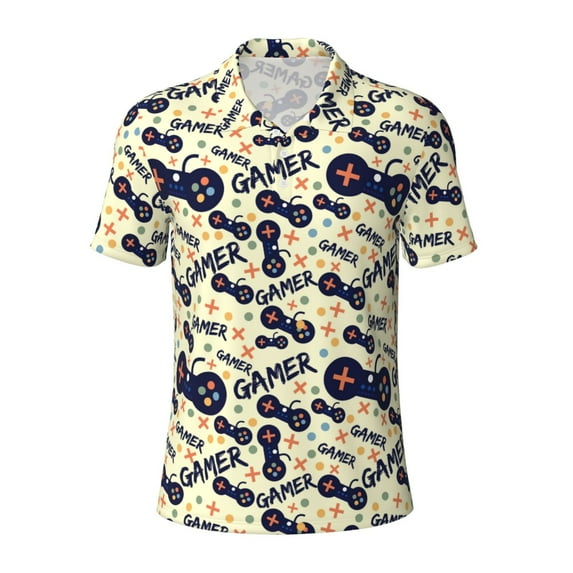 Wukai Game Controller Men’s Polo Shirts,Quick-Dry Athletic Shirt,Classic Fit Shirts-Small
