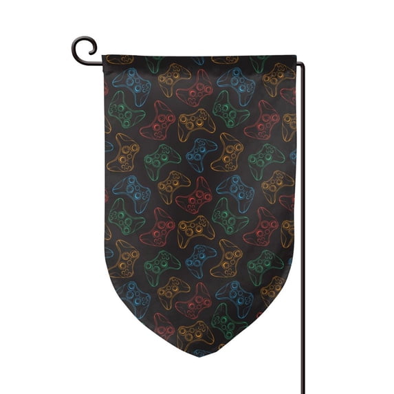 Wukai Gamepad Joystick Game Print Garden Flag 12.5x18 Inch Double Sided Sun-resistant Rain-resistant, Wrinkle-resistant Colorfast(Only Flag)