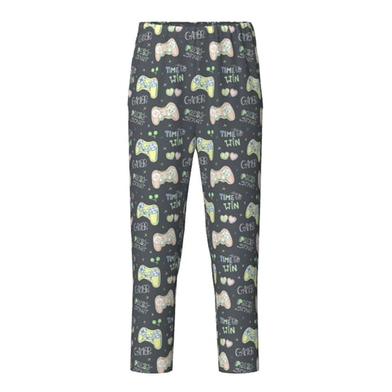 Wukai Gamers Print Teenagers' Pajama Pant Sleep Pajama Lounge Pant PJ Bottoms with Pockets and Button Fly(Available in Big & Tall)-XS(5-6)
