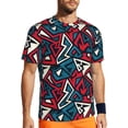 thumbnail image 1 of Wukai Geometric Elements Print Men's Short-Sleeved Mesh T-Shirt,Quick-Dry Short Sleeve Workout T-Shirt-Small, 1 of 8
