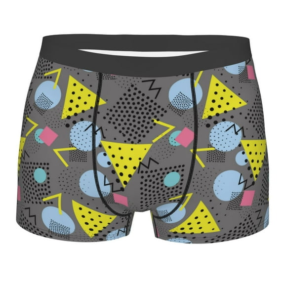 Wukai Geometric Print Men’s Underwear Breathable Boxer Briefs, Moisture Wicking & Breathable-Medium