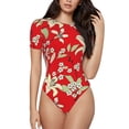 thumbnail image 1 of Naloa Lilies Flowers Women's Short-Sleeved Onesie, One-Piece Swimsuit for Parties, dates, clubs - XX-Large, 1 of 9