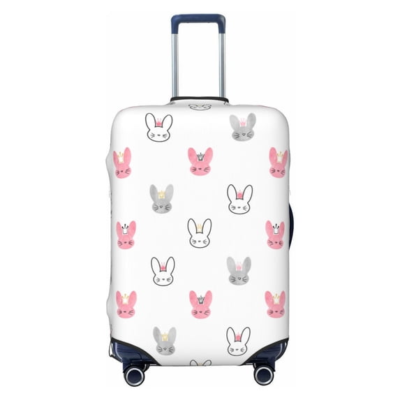 Wukai Girl Rabbit Elastic Luggage Cover: Personalized Protection for Your Suitcase - Fits 19~29-inch, Washable & Durable Travel Companion-Small