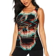 thumbnail image 1 of Wukai Glitch Screaming Skull Print &nbsp;Women's Workout Tank Top Mesh Yoga Shirts Athletic Running Tank Tops Athletic Gym Shirts - Large, 1 of 8