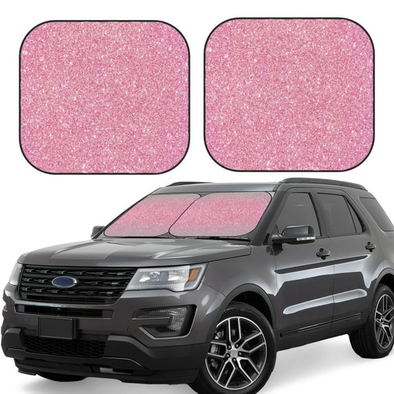 Wukai Glitter Pink Print Windshield Sun Shade, Car Front Window Shades Sunshade Cover Sun Visor Shield Block Automotive Interior Protector Blocks UV Rays-Small
