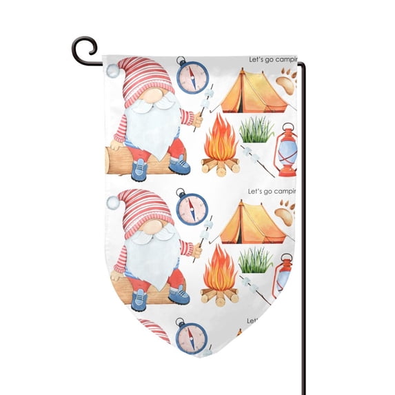 Wukai Gnome Camping Print Garden Flag 12.5x18 Inch Double Sided Sun-resistant Rain-resistant, Wrinkle-resistant Colorfast(Only Flag)