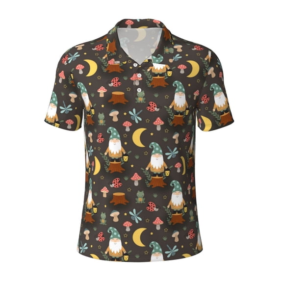 Wukai Gnome Insect Frog Men’s Polo Shirts,Quick-Dry Athletic Shirt,Classic Fit Shirts-3X-Large