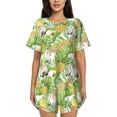 thumbnail image 1 of Wukai Gnome and Pineapple Women's Pajama Set,Short-Sleeve Top and Shorts with Elastic Waistband and Pockets for Loungewear, Yoga, and Casual Wear-3X-Large, 1 of 8