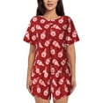 thumbnail image 1 of Wukai Gnomes Holding Hearts Print Women's Pajama Set - Short-Sleeve Top and Shorts with Elastic Waistband and Pockets for Loungewear, Yoga, and Casual Wear-4X-Large, 1 of 6