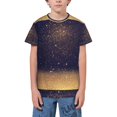 thumbnail image 1 of Wukai Gold Black Glitter Youth Unisex Short Sleeve T-Shirt for Boys, Girls, Teens, and Kids-Small, 1 of 7