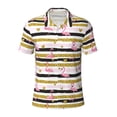 thumbnail image 1 of Wukai Gold Glittering Hearts and Flamingos Men’s Polo Shirts,Quick-Dry Athletic Shirt,Classic Fit Shirts-Small, 1 of 8