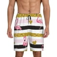 thumbnail image 1 of Wukai Gold Glittering Hearts and Flamingos Men’s Short Pajama Pants With Pockets Soft Sleep Pj Shorts for Men-, 1 of 6