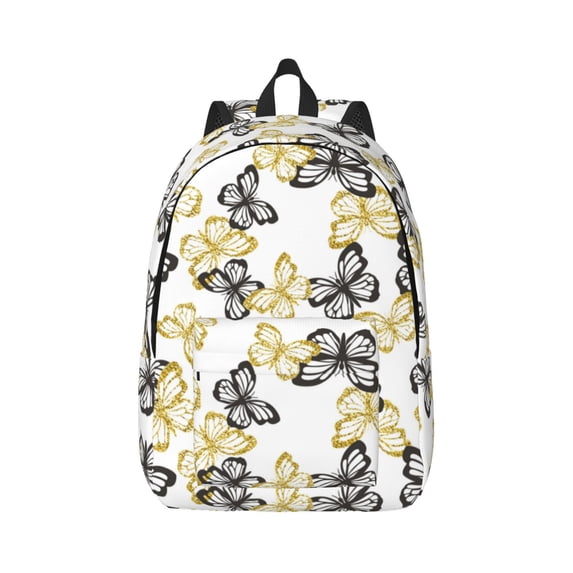 Wukai Golden Glitter Butterflies Paper Reusable Cosmetic bag,Travel Toiletry Organizer Capacity,Waterproof Puzzle Bags
